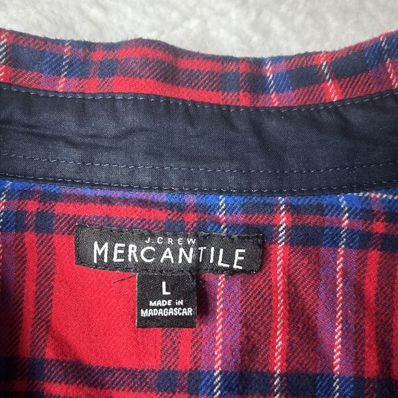 J.Crew Mercantile L Women’s Quarter Zip Tartan Plaid Red Flannel - Picture 3 of 10